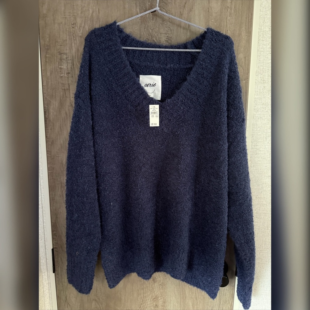 Aerie Navy V-Neck Sweater